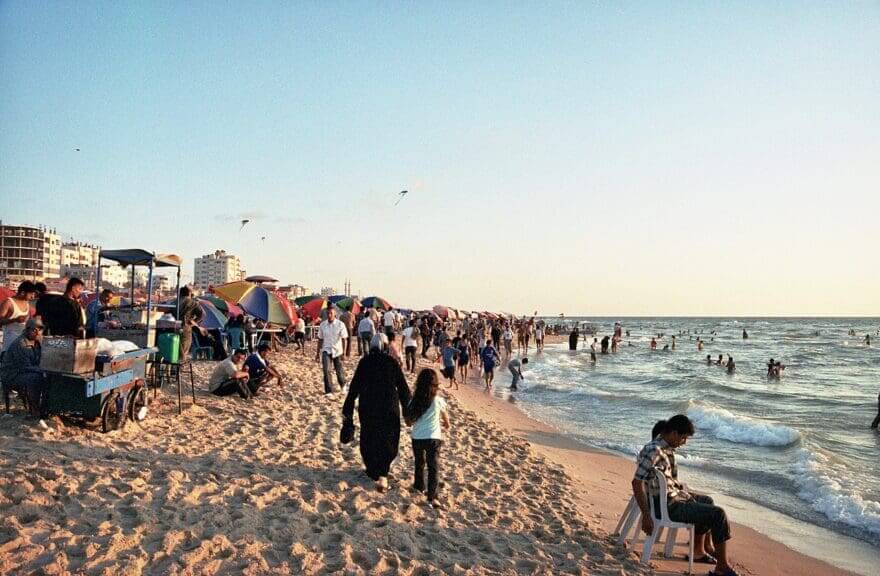Gaza beach before the city was destroyed. Location of the al-baqa cafe that was bombed.