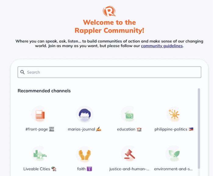 grappler social media Screenshot of social media community rappler