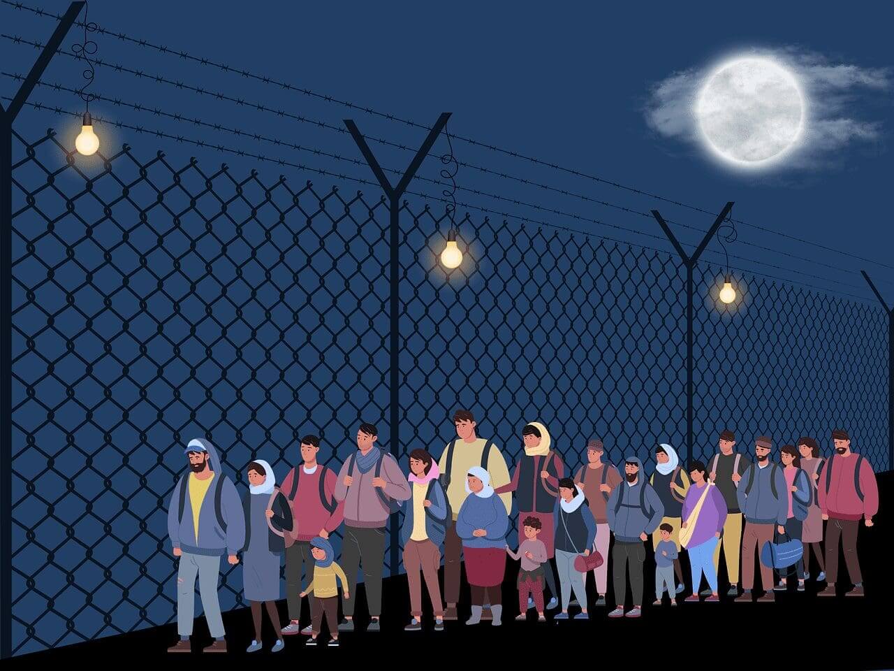 Refugees at the border graphic. Asylum seekers