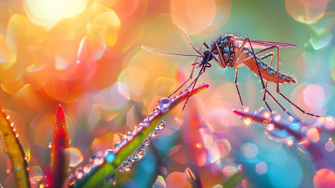 Mosquitoes drinking water. The insects carry dengue.