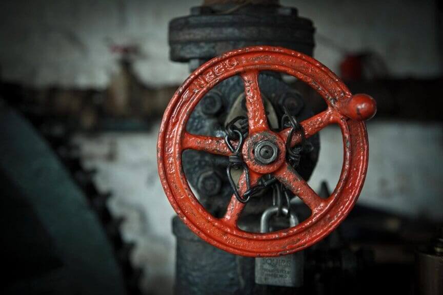 Valve on a water pipe. Lead pipes