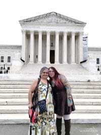 Photo of the detained Georgia immigration activist in front of the Supreme Court