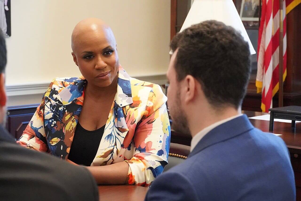 Ayanna Pressley and Mahmoud Khalil. Rep. Pressley has called for a hearing with Epstein survivors.