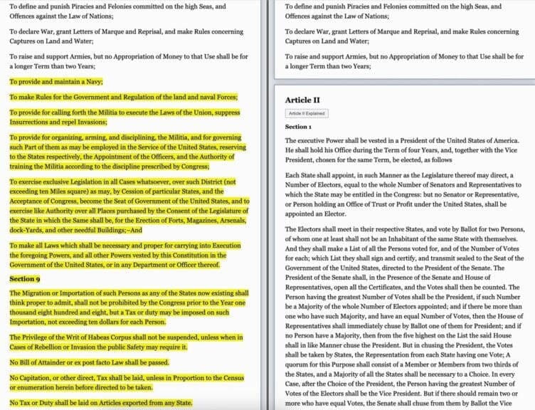 US Constitution sections missing on government website highlighted