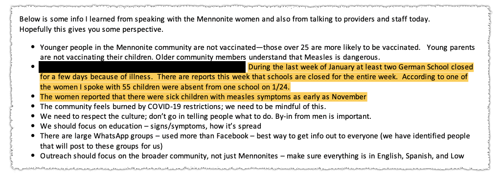 Email from CDC to Texas State Health official