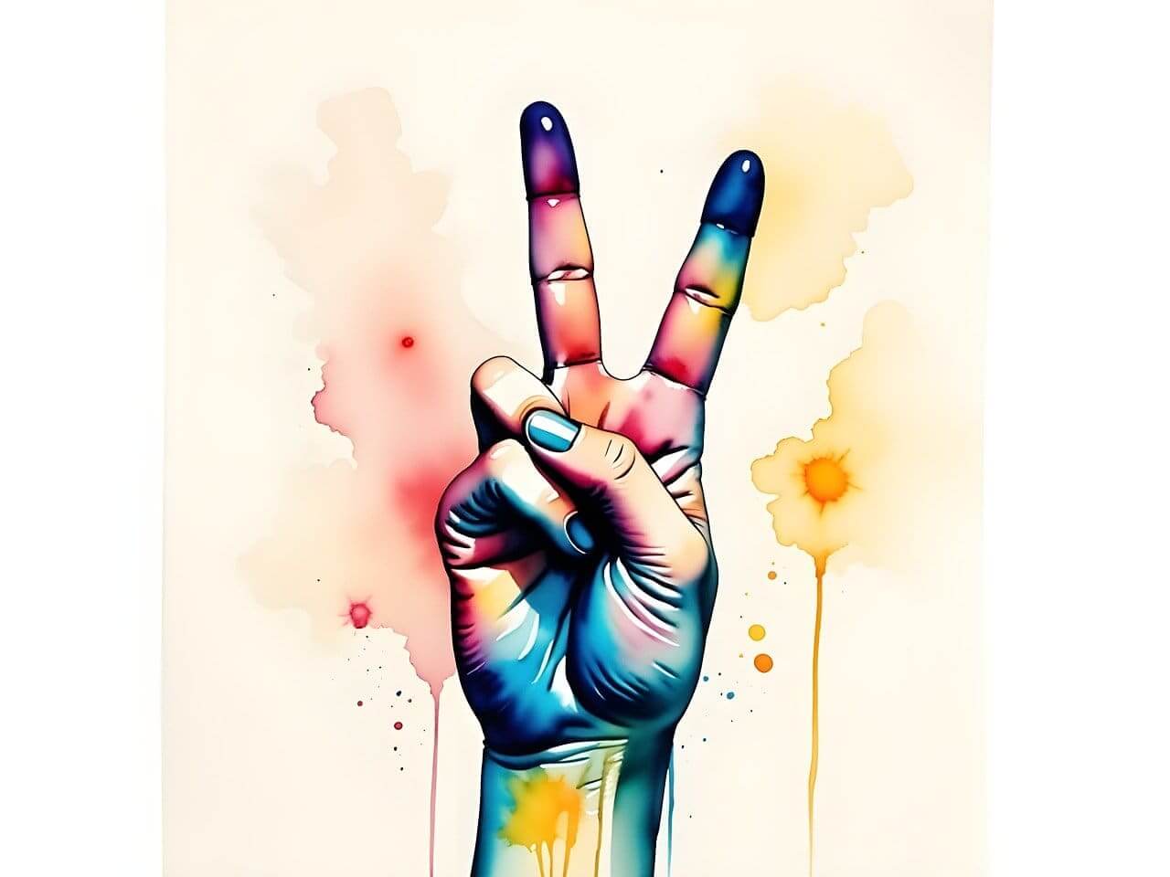 Hand making a peace sign. People forced to transition