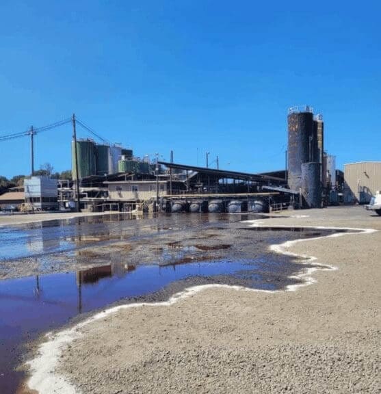 Wood treatment plant by the water