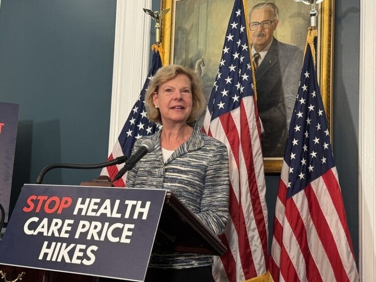U. S. Sen. Tammy baldwin, a wisconsin democrat, speaks at a press conference advocating an extension of enhanced health care tax credits on sept. 16, 2025, at the u. S. Capitol in washington, d. C.