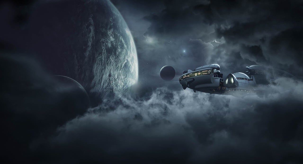 Ai data centers in space. An ai-generated image of space