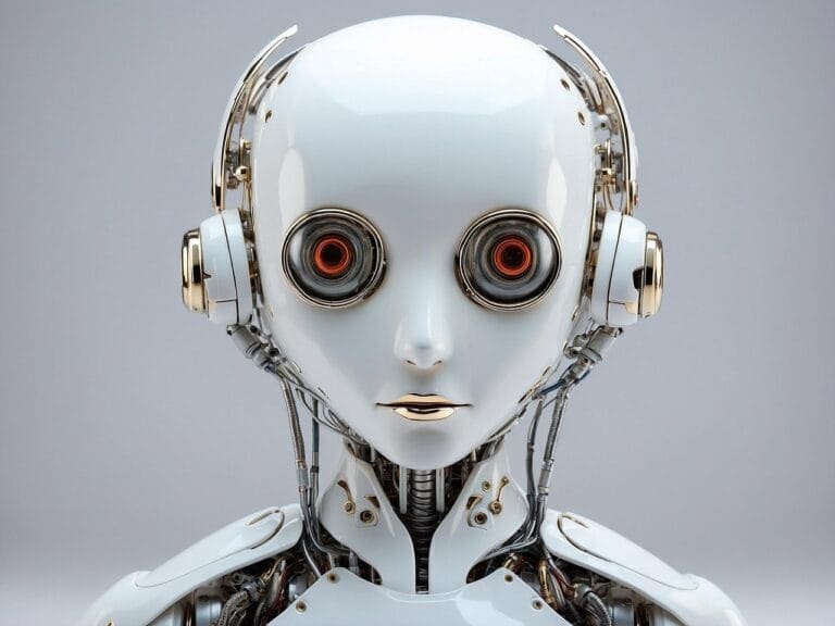 Ai robot with very big eyes.