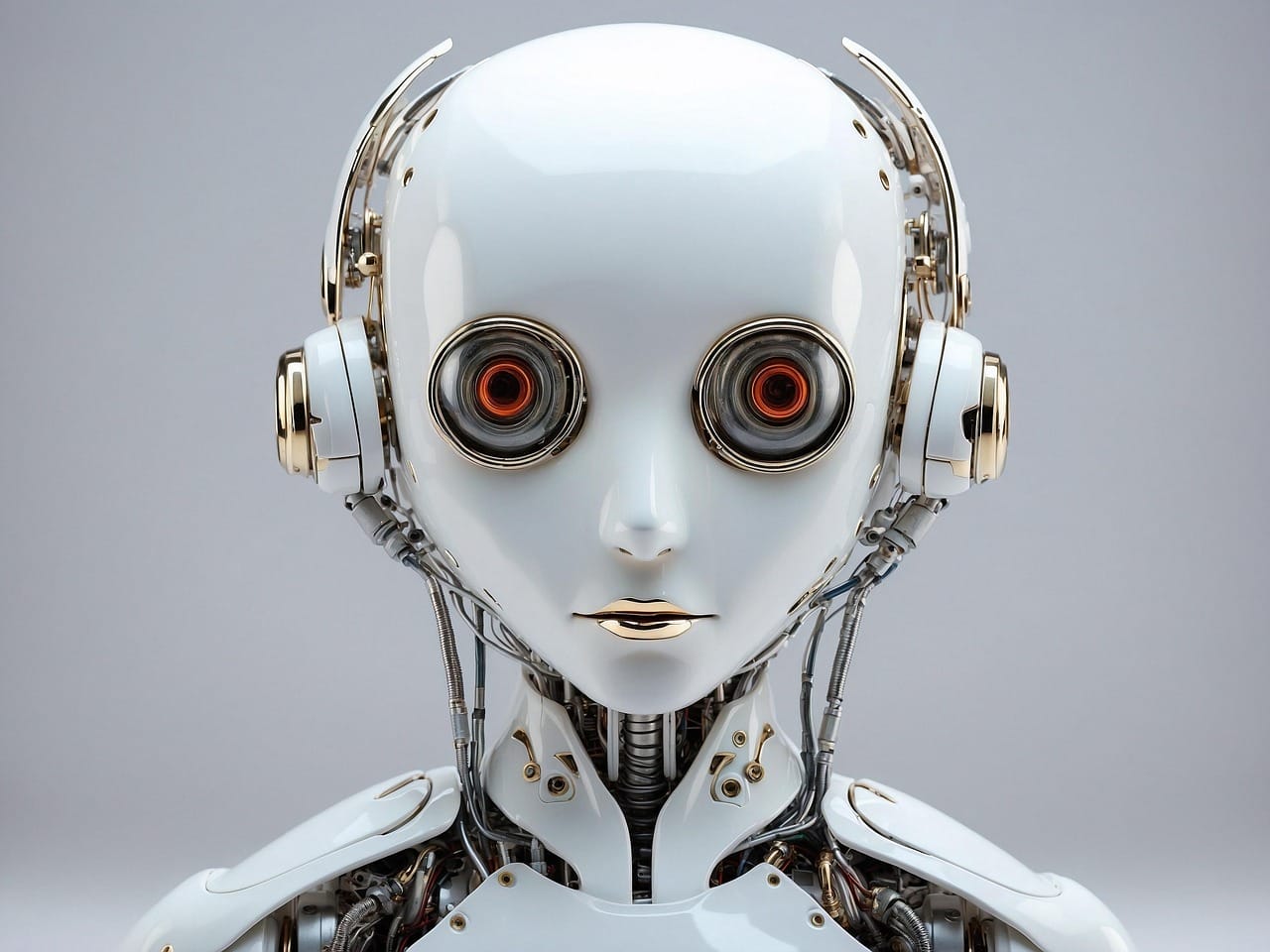 Ai robot with very big eyes.