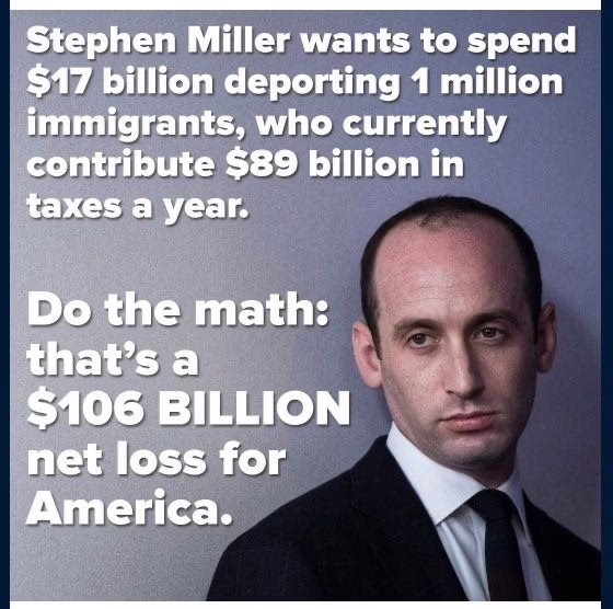 Stephen miller meme about how counterproductive the mass deportation agenda is.