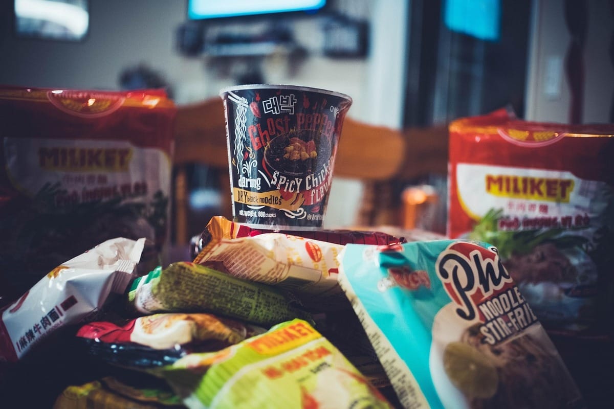Food for students packages of ramen