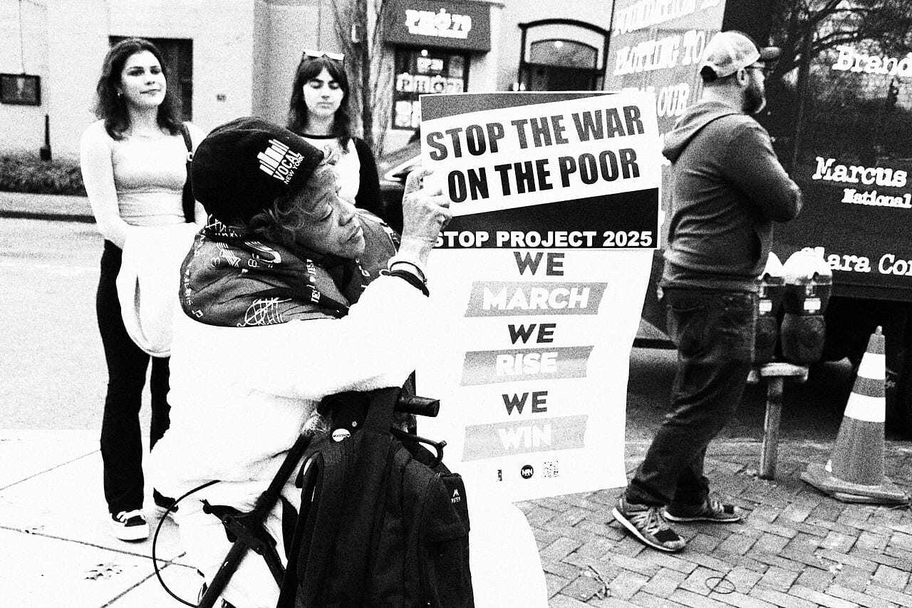 Stop project 2025 rally across from heritage foundation at triangle park along massachusetts avenue between 2nd and d street, ne, washington dc on saturday afternoon, 27 january 2024