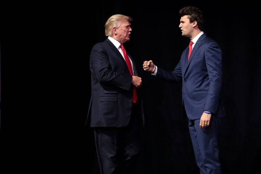 trump kirk American dystopia without the constitution. Donald trump and charlie kirk speaking with attendees at the "rally to protect our elections" hosted by turning point action at arizona federal theatre in phoenix, arizona.