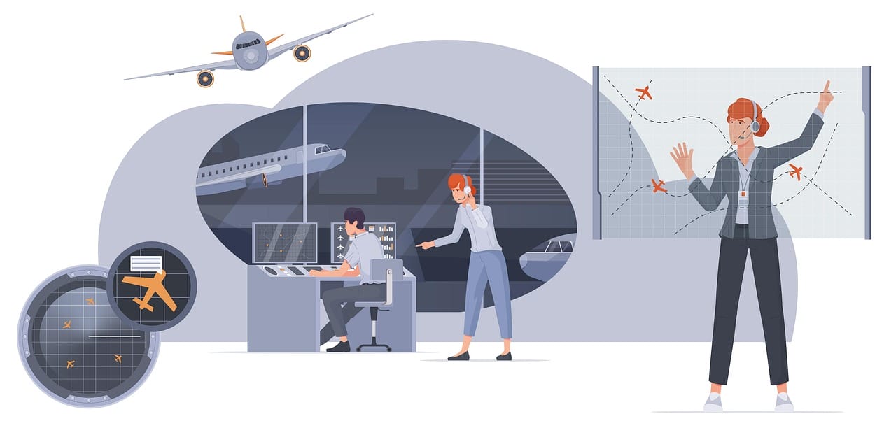 Air traffic controllers illustration