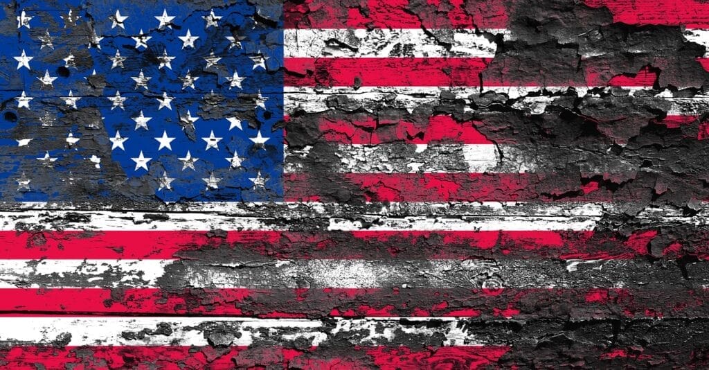 Burnt american flag represents civil rights law