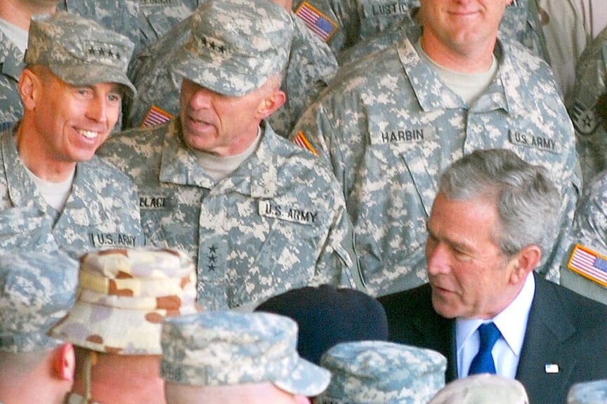 President george w bush visits soldiers in kuwait