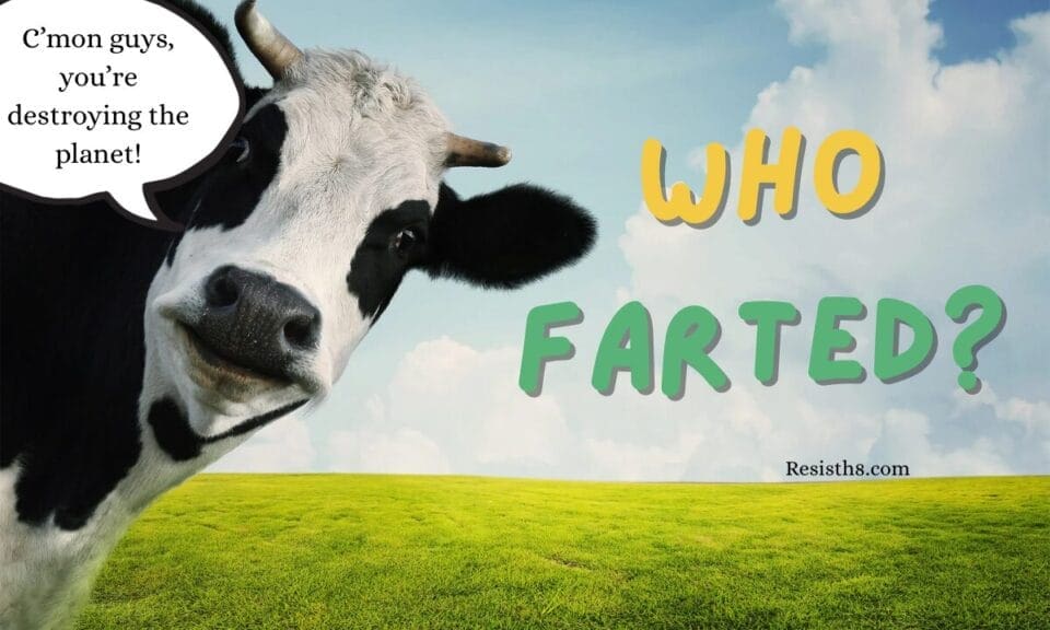Myths about climate change. Methane gas. Cow asking who farted? Cop30