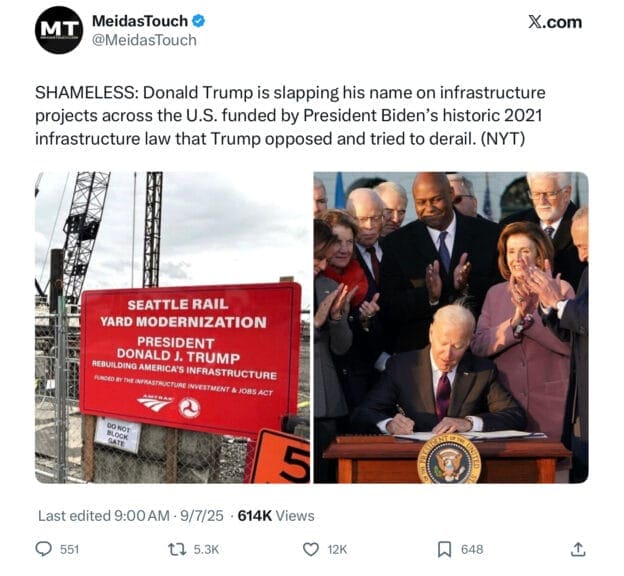 Donald trump claimed all of the infrastructure projects bis had planned in the infrastructure act.