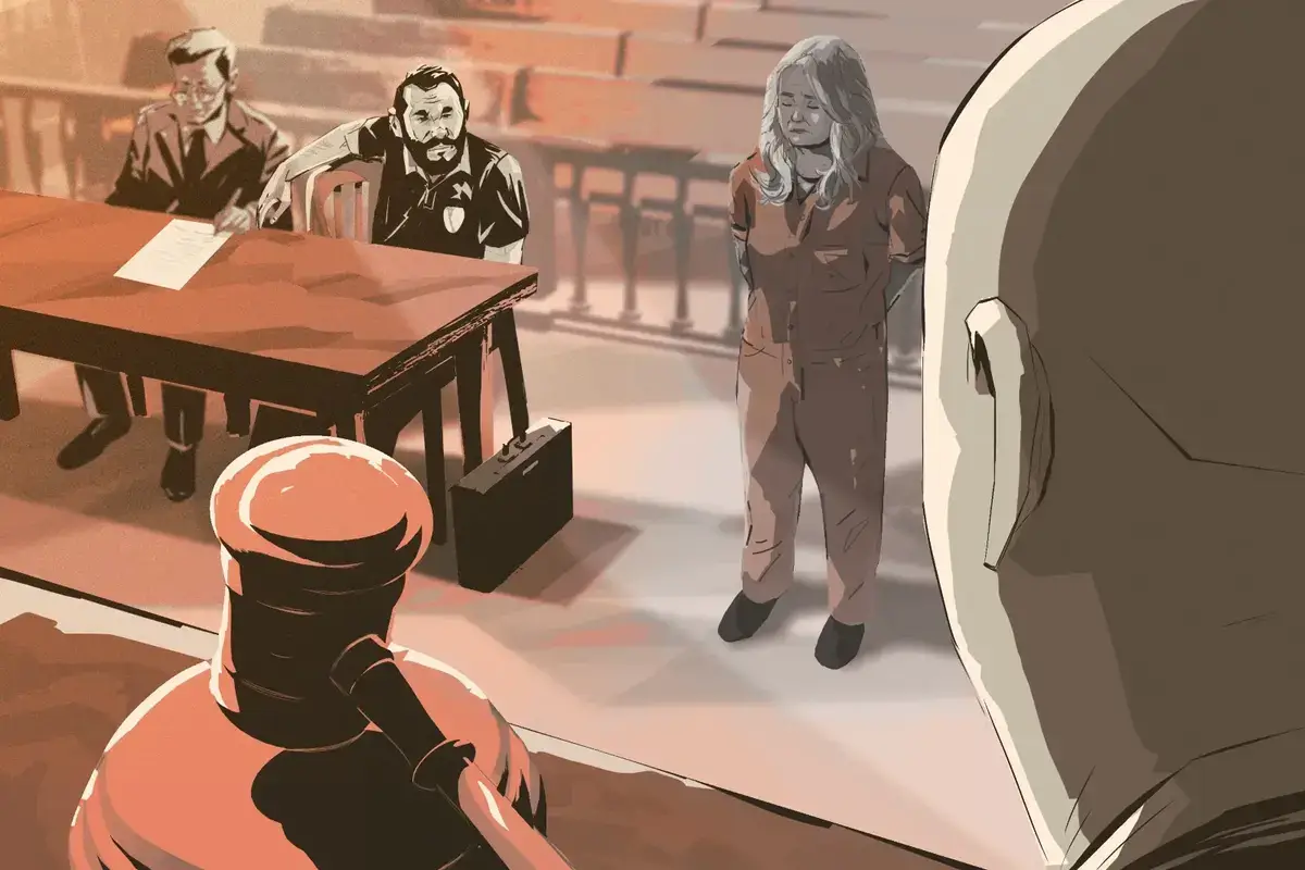 Idaho prison guards case courtroom illustration