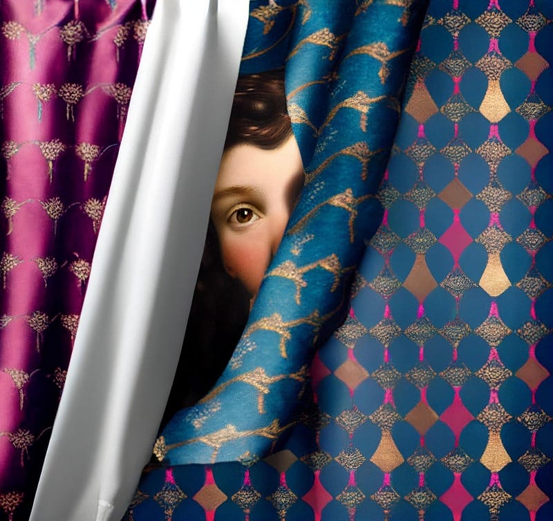 How to survive a mass shooting ai-generated image of a boy hiding behind curtains