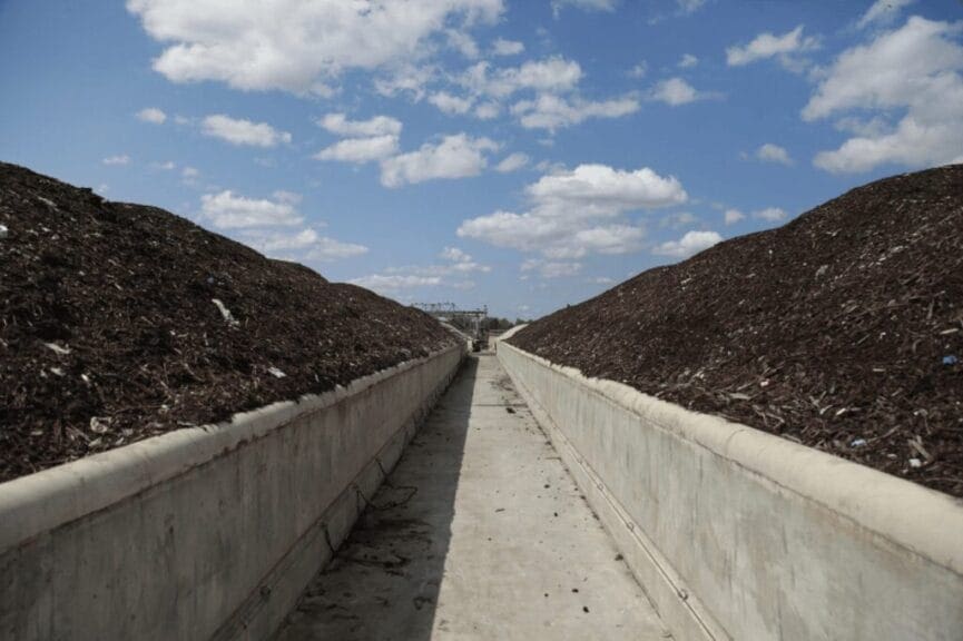 Food waste rows of food compost