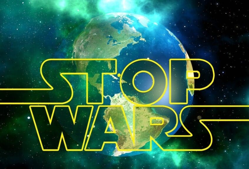 If ruwomen led the world. Star wars logo but with stop wars instead