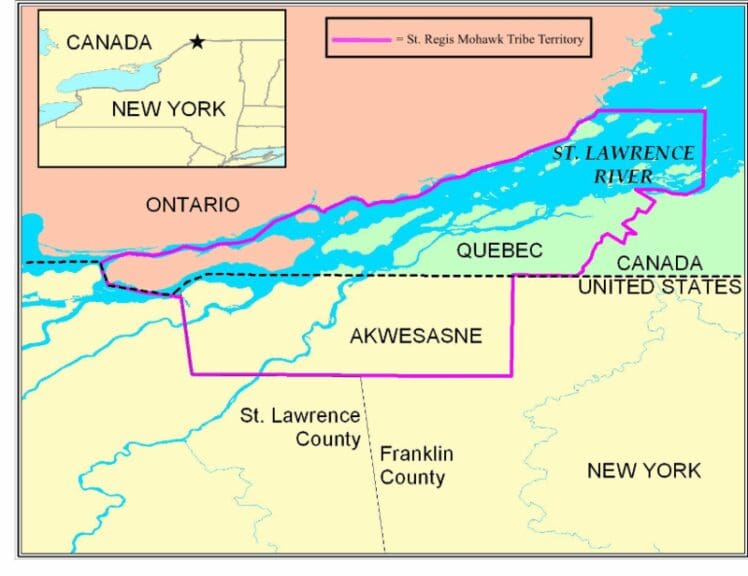 Map of st regis mohawk tribe (akwesasne) territory
