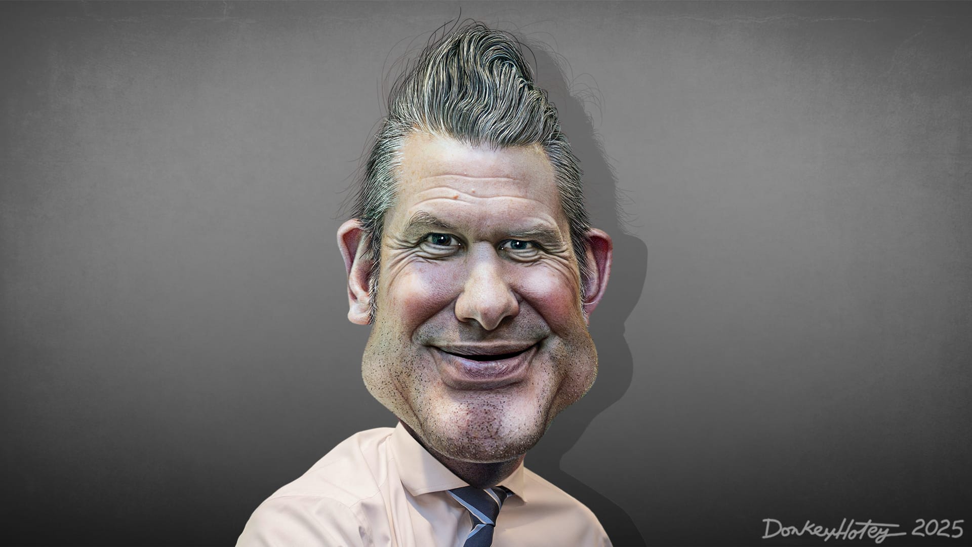 Free press under attack. Caricature of pete hegseth