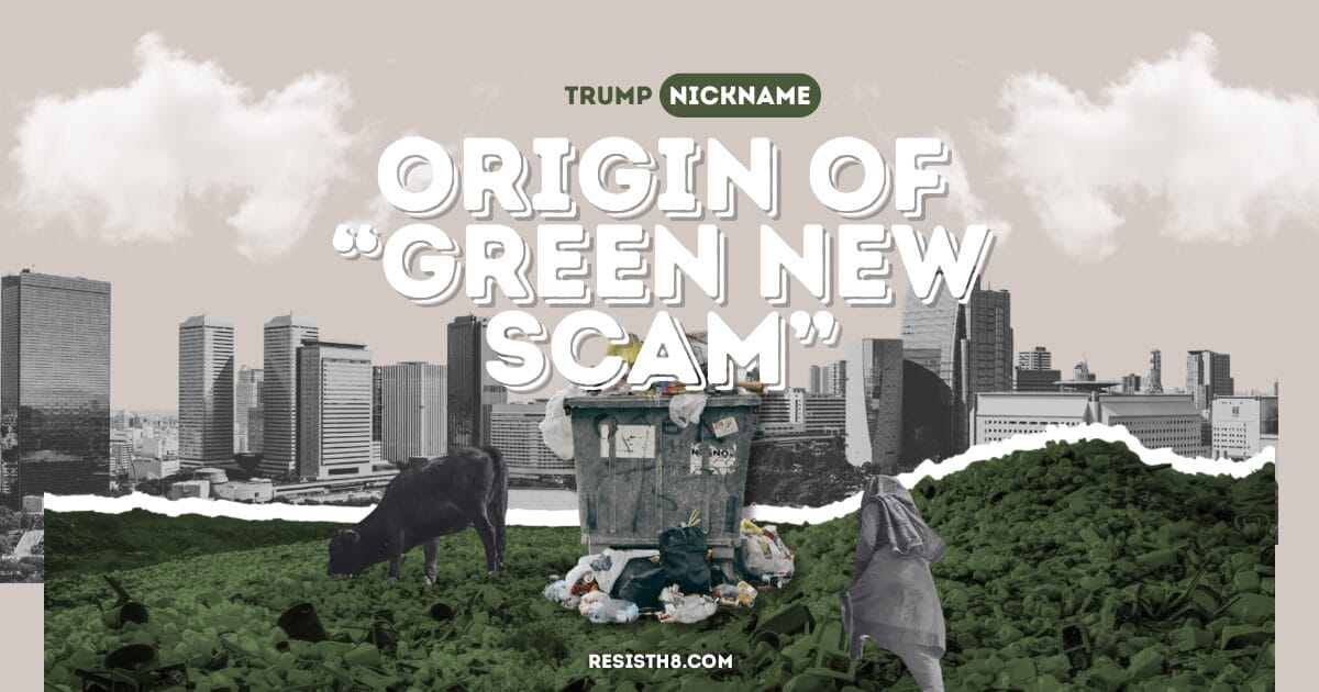 Green new scam title graphic