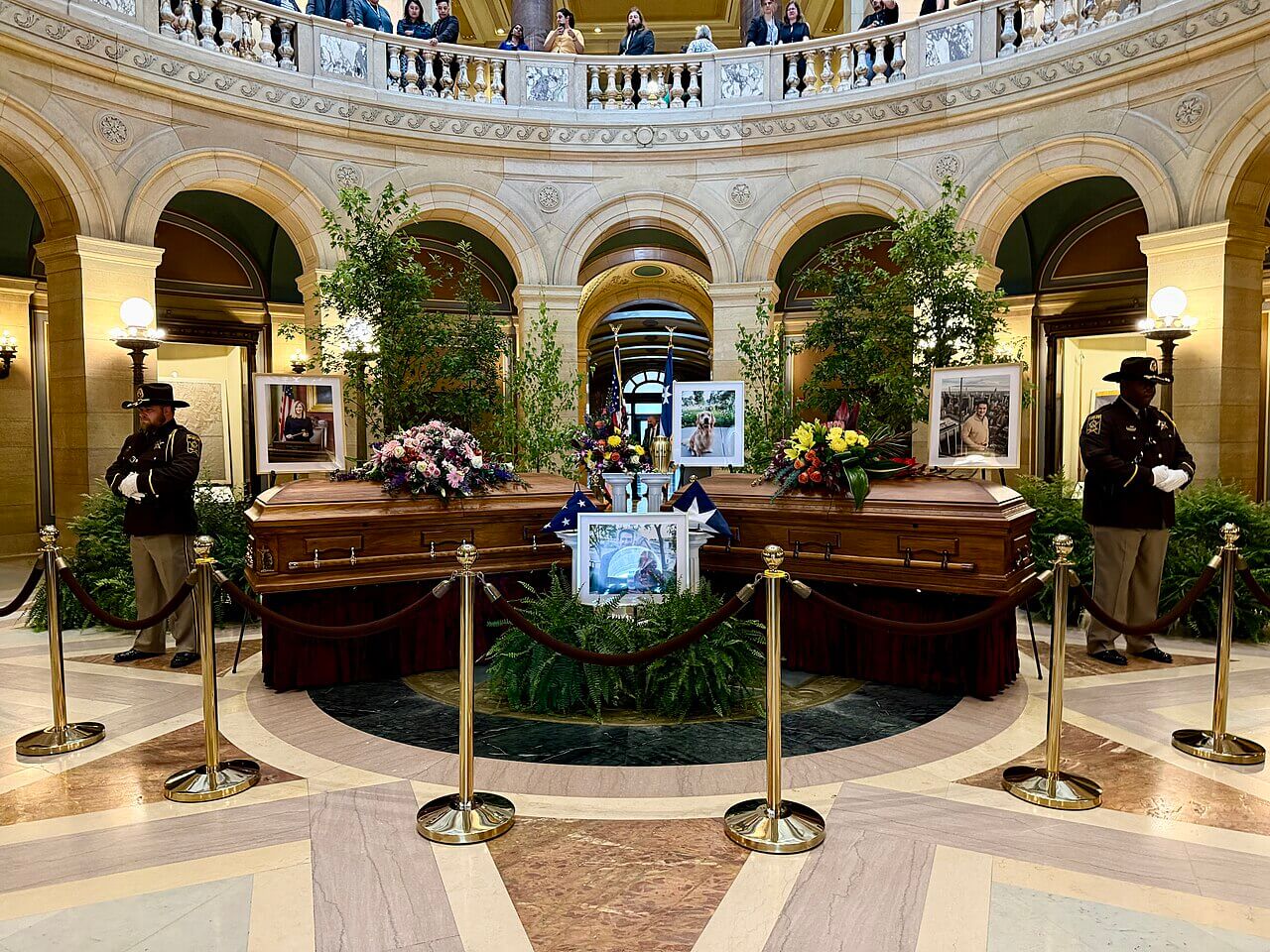 Hortman family lying in statevafter they were assassinated by a far-right extremist.