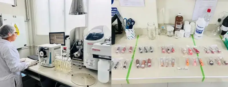 Scientist testing cosmetics from Latin America