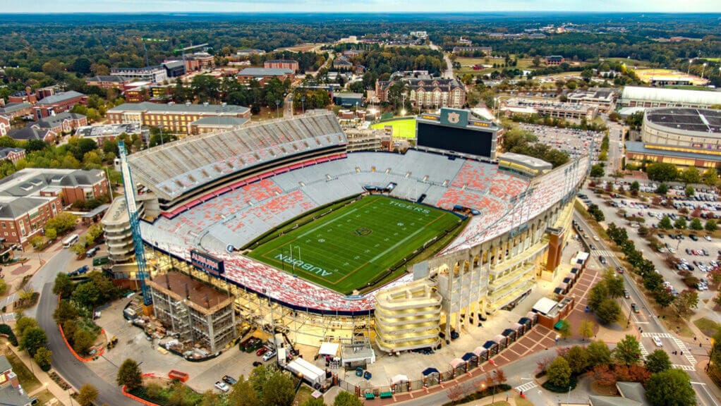 Aerial view of a football stadium