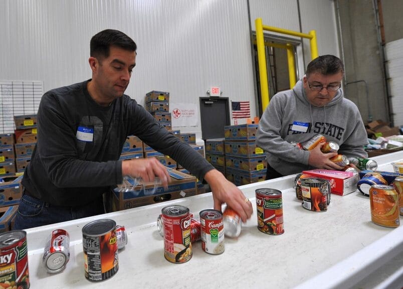 Volunteers aorking at ab food bank