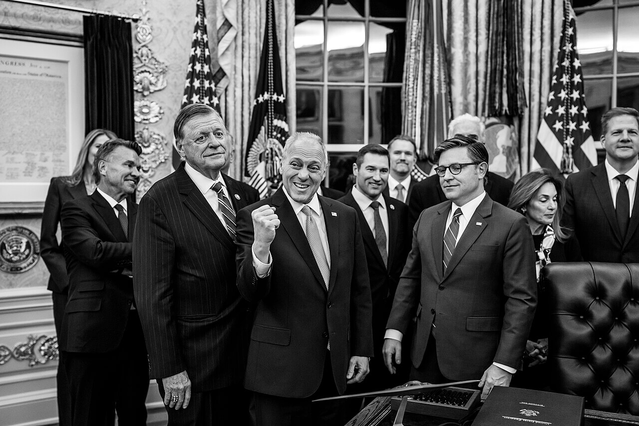 David sacks standing next to mike johnson in the oval office.