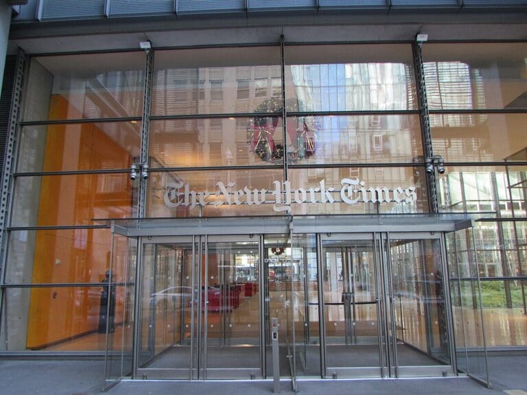 Entrance to the new york ti es building.