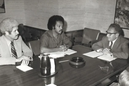 Black and white photo of Reverend Jesse Jackson