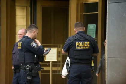 Outside the courthouse where Eric Adams arraignment was taking place