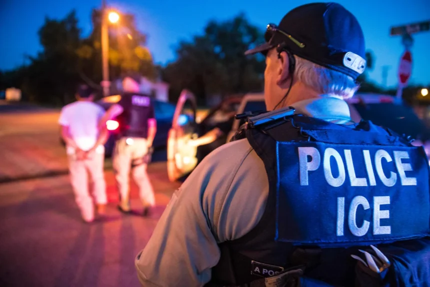 Ice agents making an arrest