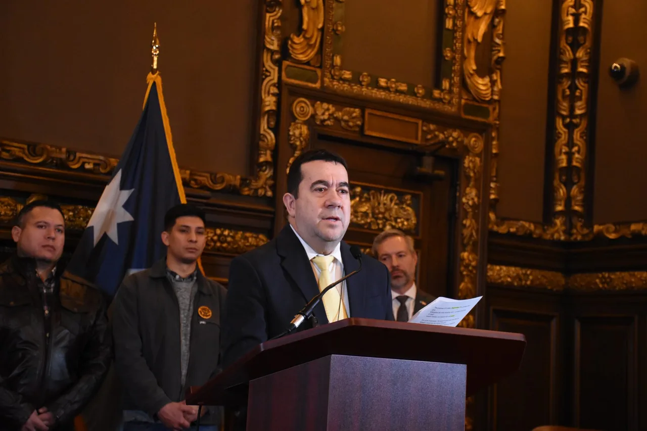 Henry garnica, the owner of centromex supermercado in east st. Paul, spoke to reporters at the capitol thursday feb. 12, 2026.