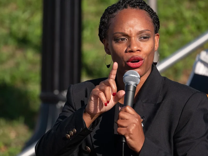 Representative summer lee speaking at a campaign event