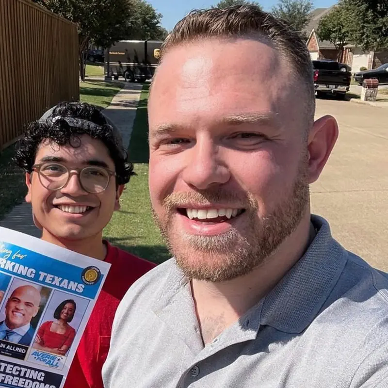 Taylor rehmet with a voter