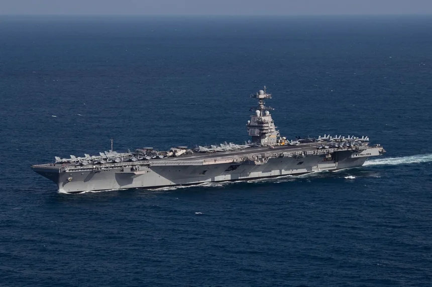 The u. S. Navy aircraft carrier uss gerald r. Ford