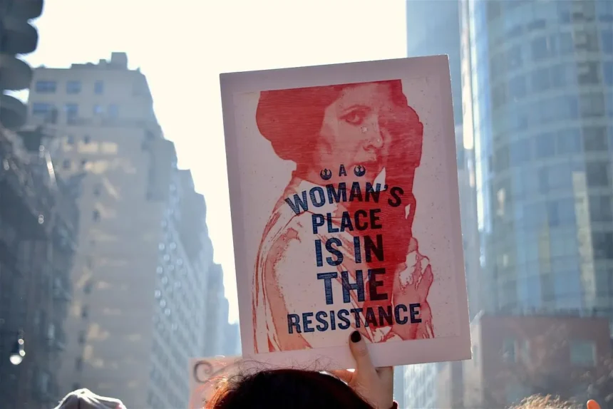 Womens rights march protest sign of princess leia