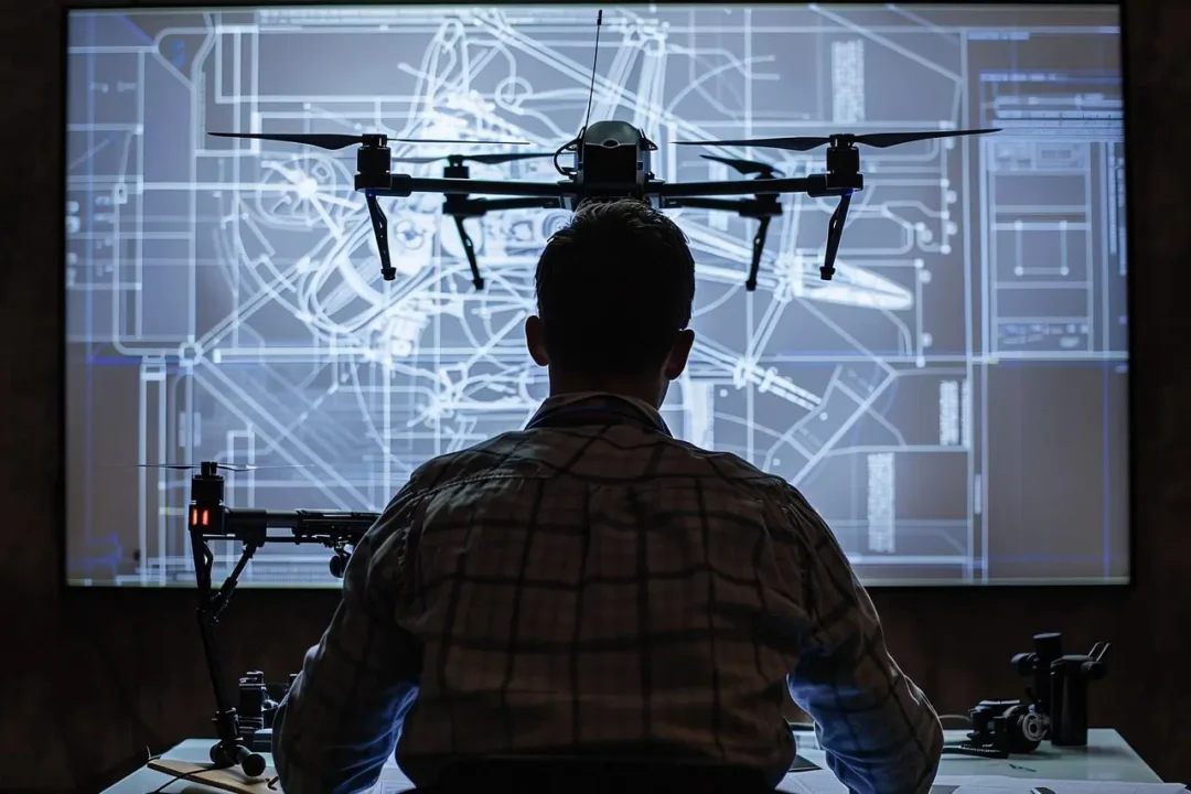 Pentagon employee looking at a giant drone