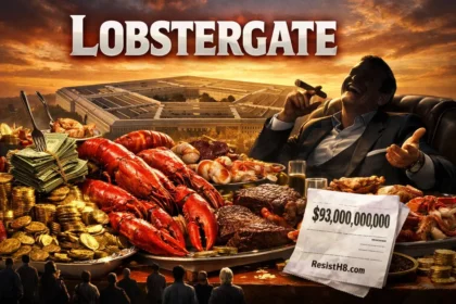 Pete Hegseth enjoying the lobster tails American taxpayers bought during Lobstergate