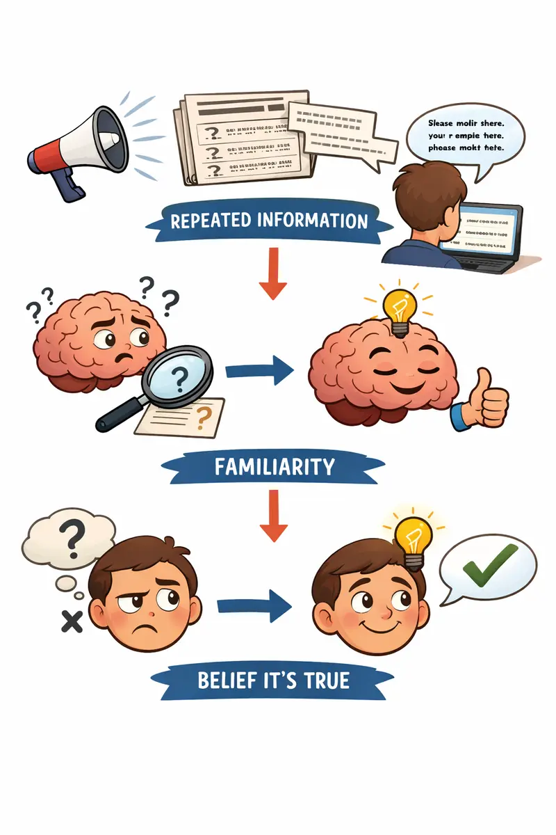 Infographic of the illusory truth effect in us politics