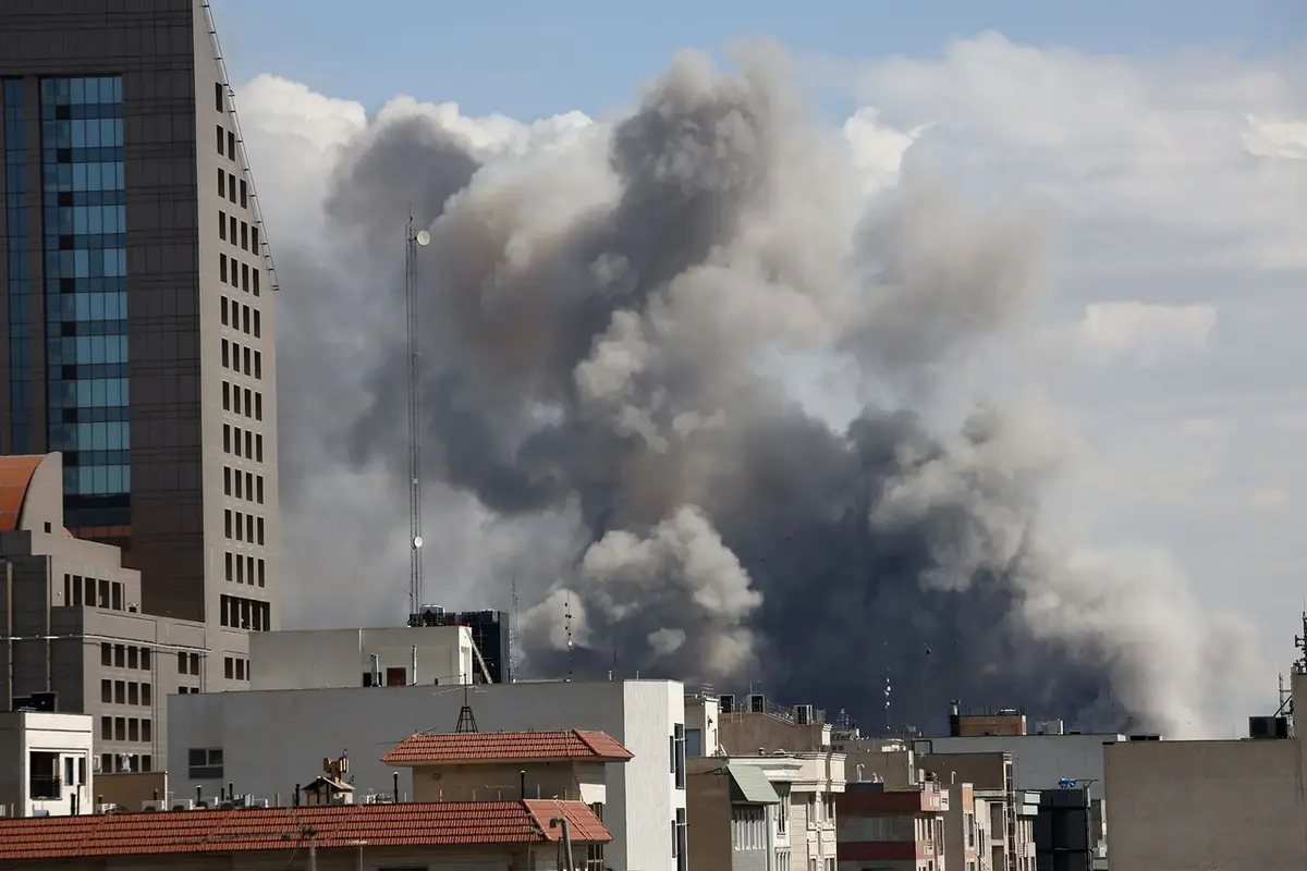 Smoke from a strike in tehran. Carbon emissions