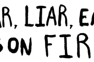 Climate protest sign about lying in politics